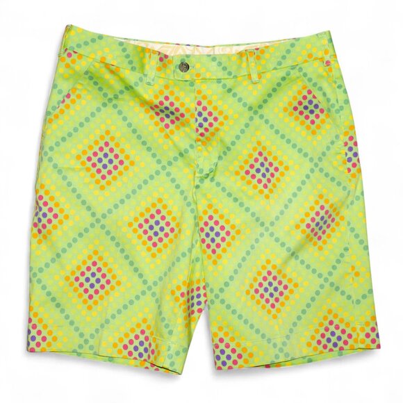 Loudmouth Golf Dot Matrix Men's Size 36 Shorts (Lime/Multicolor) EUC - Picture 1 of 9